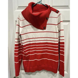 Banana Republic Womens Cowl Neck Sweater Pullover‎ Button Orange Cream Medium